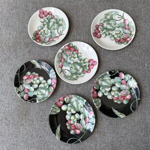 6 Patrick Frey Philippe Deshoulieres Vendanges Appetizer Plate Black White Grape
